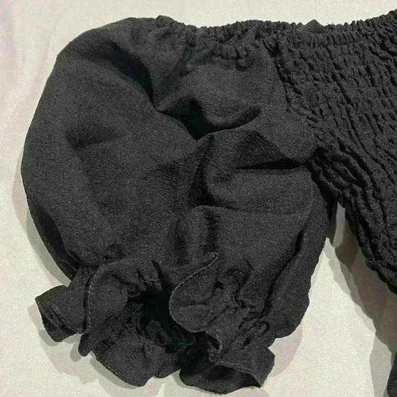 NWOT Gorgeous Cottagecore Boho Puff Sleeve High Waisted Flowy Black Dress  XL - Picture 5 of 8